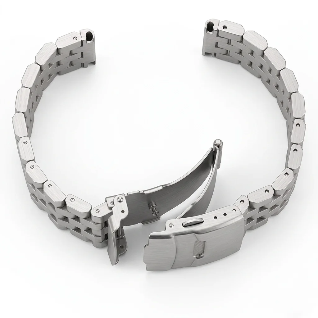 Elegant Stainless Steel Watch Strap Bracelet - Polished Brushed Finish