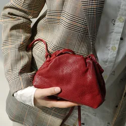 Fashion cute genuine leather women's small clutch bag simple natural soft real cowhide mini shoulder messenger bag for girls