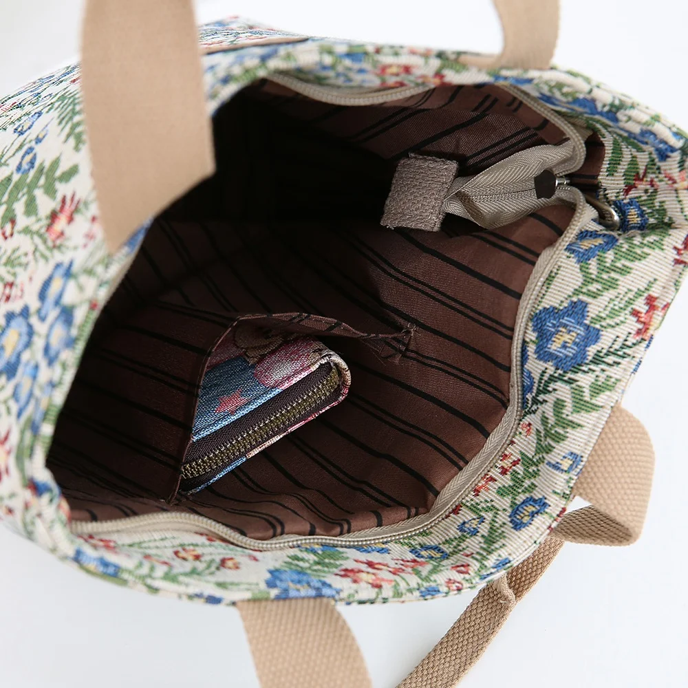 Neuer Stil Gestrickter Jacquard-Stoff Große Kapazität Handtasche, Bucket-Style Tragbare Aufbewahrungstasche, Alltagstasche für Mütter – Detail 12