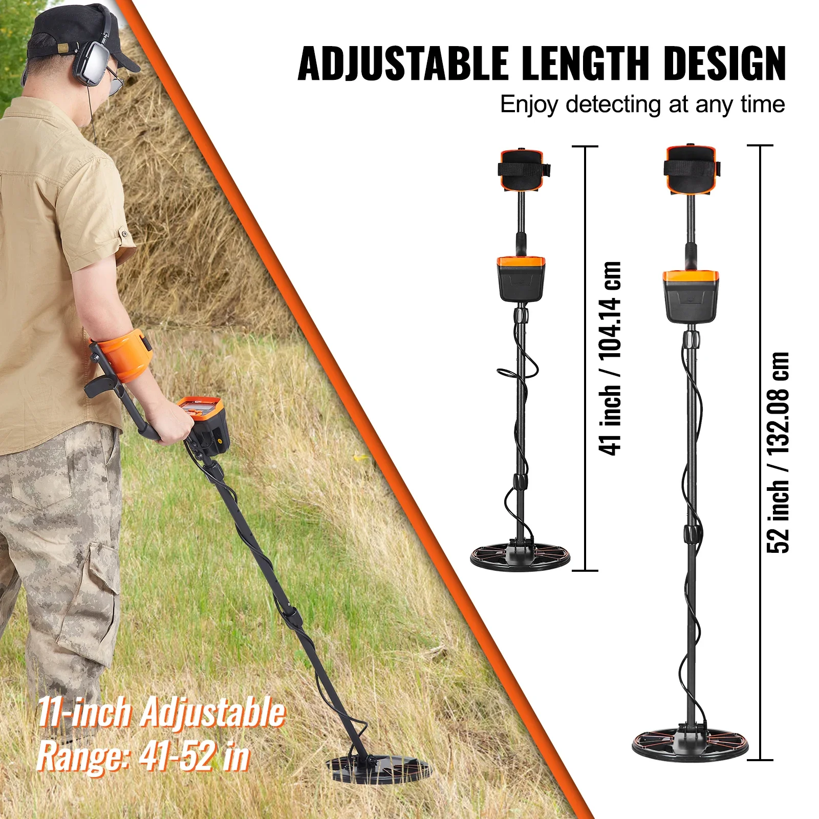 VEVOR Metal Detector for Adults & Kids with LCD Display 7 Modes DSP Chip Higher Accuracy Gold Detector 10'' Detection Depth 3