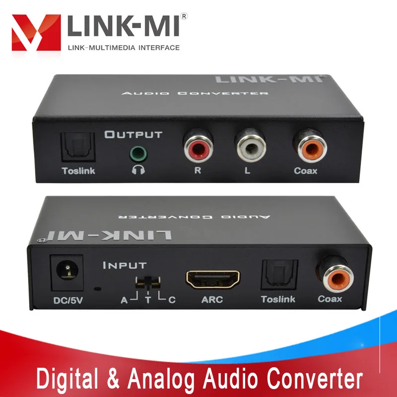 LINK-MI преобразователь аудиосигнала из цифрового в аналоговый-Поддержка HDMI ARC/гнездо Toslink коаксиальный цифровой вход и Toslink, коаксиальный, аналоговый L/R аудио выход