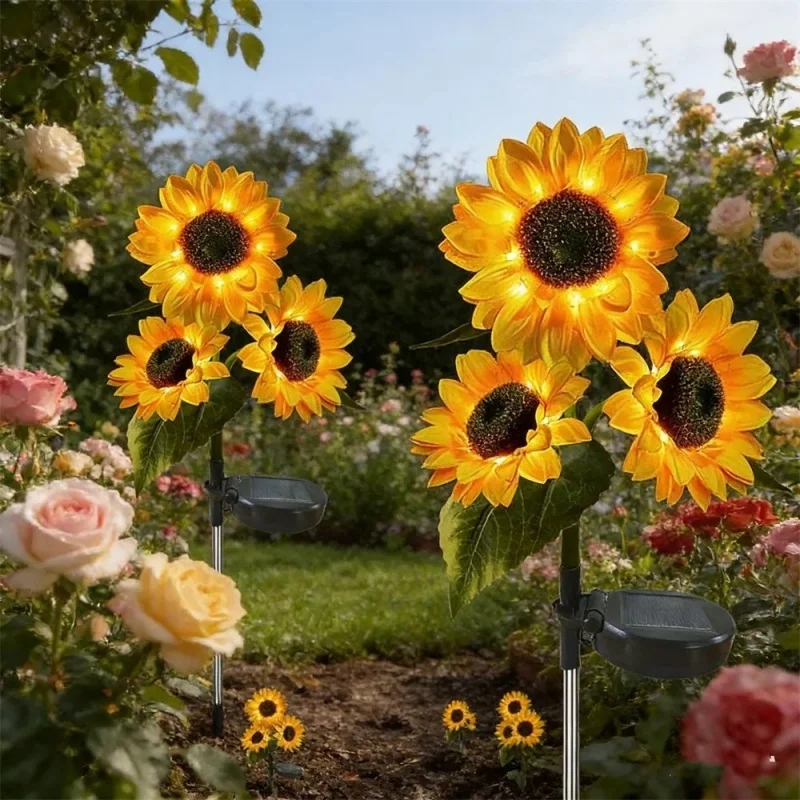 Solar-Powered Sunflower Garden Lights – Yellow Flower Lawn Lamps