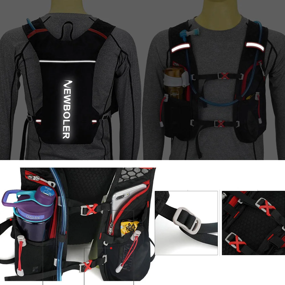 Outdoor Trail Running 5L Ultralight Backpack Hydration Jogging Vest Men Breathable Marathon Bicycle Bag Water Bottle 500ML 6