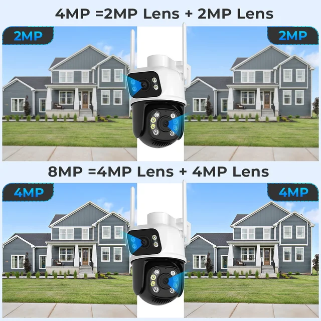 BESDER 8MP PTZ Wifi Camera Outdoor Night Vision Dual Screen Human Detection 4MP Security Protection CCTV Surveillance IP Camera 3