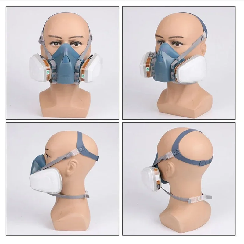 Vue latérale du Masque Anti-Poussière Chantier 16en1 montrant les cartouches filtrantes interchangeables.