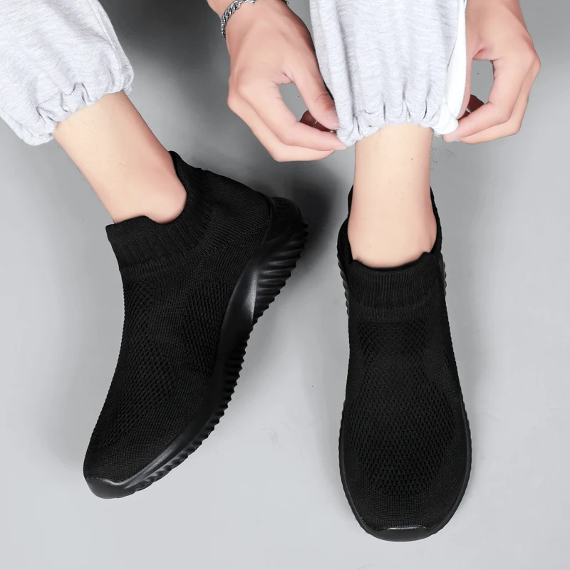 2026 New Men's Fashion Knit Slip-On Sneakers - Breathable Running Shoes with Cushioned Anti-Slip Sole for Casual Streetwea 4
