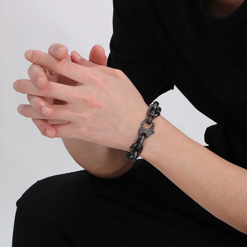 Retro Silber Armband dicken Schmuck Edelstahl Herren und Damen Nagel Armband Party Schmuck Gold Farbe Geschenk Choke Kette – Detail 3