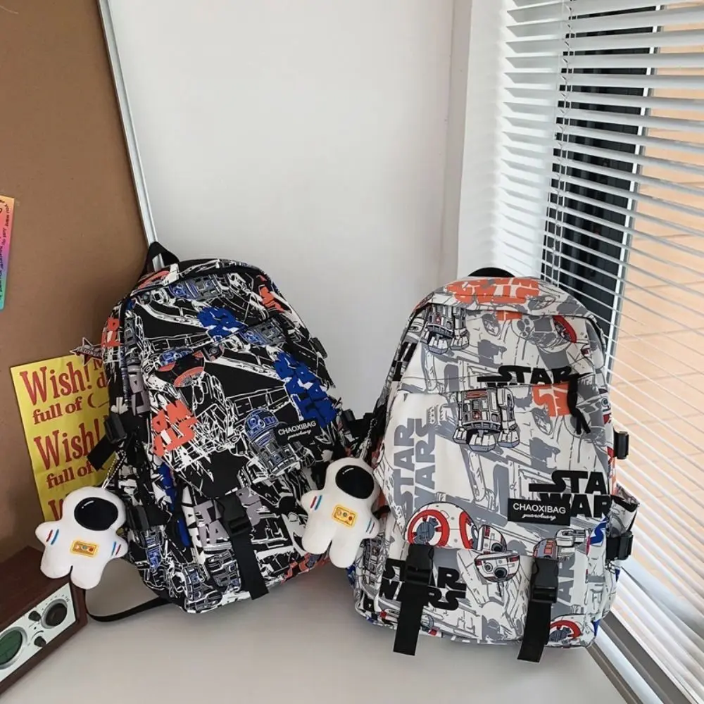 

Нейлоновый универсальный рюкзак высокого качества, черная, серая, белая сумка для компьютера с граффити, вместительная моющаяся Дорожная сумка унисекс