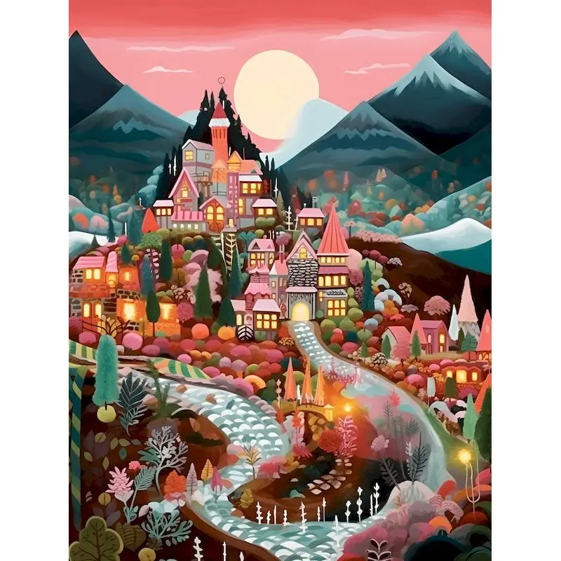 DIY Scenic Canvas Painting Kit - 60x75cm Hand-Painted Artwork