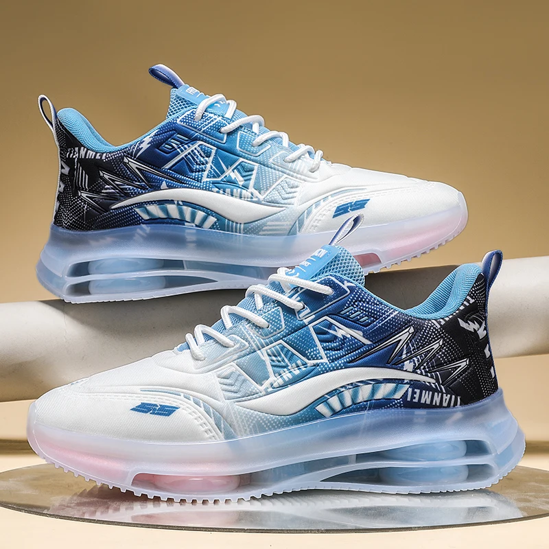 Men's Large Size Casual and Comfortable Running Sneakers, Durable Lace-Up Design, Suitable for Outdoor Sports and Daily Wear, Breathable Upper Air Cushion Soles Suitable for All Seasons