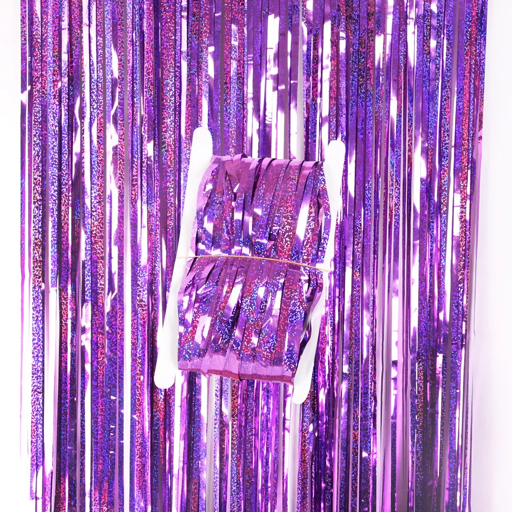

1m*2.5m Glitter Dot Laser Curtain Birthday Party Wedding Decoration Fringe Rain Tinsel Striped Backdrop Christmas Event Decor