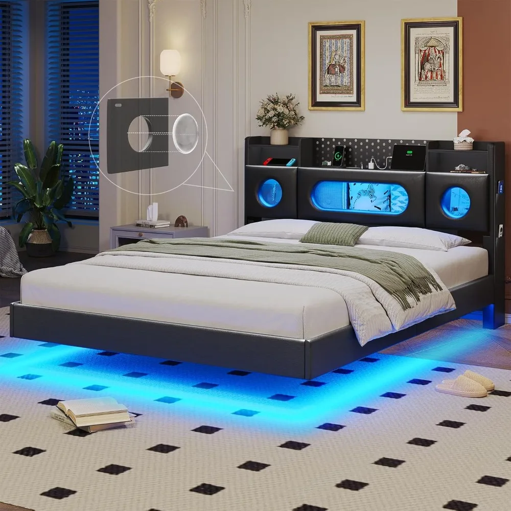 Queen Floating Storage Bed 1