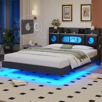 Queen Floating Storage Bed 1