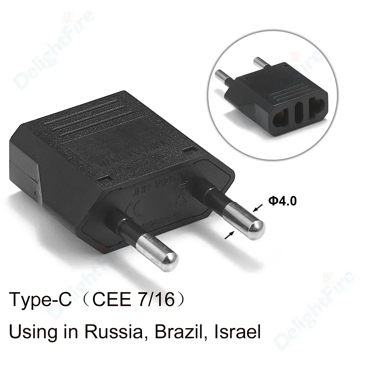 thumbnail image 1 of Adaptador de enchufe de la UE, adaptador de viaje universal de 4,8 mm, convertidor de enchufe eléctrico, toma de corriente, China, Estados Unidos, CN, EE. UU. a UE, KR, Corea, 1 of 5