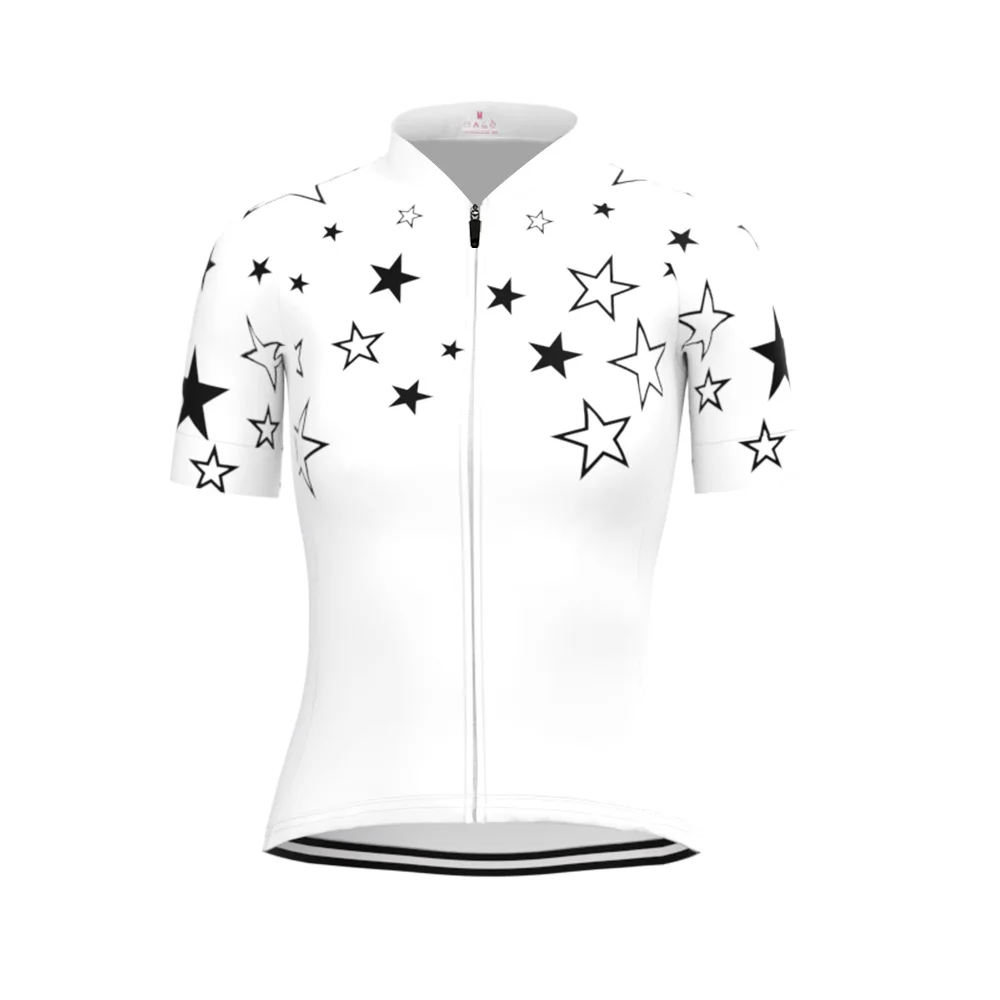 Women Short Sleeve Cycling Jersey Starry Night White