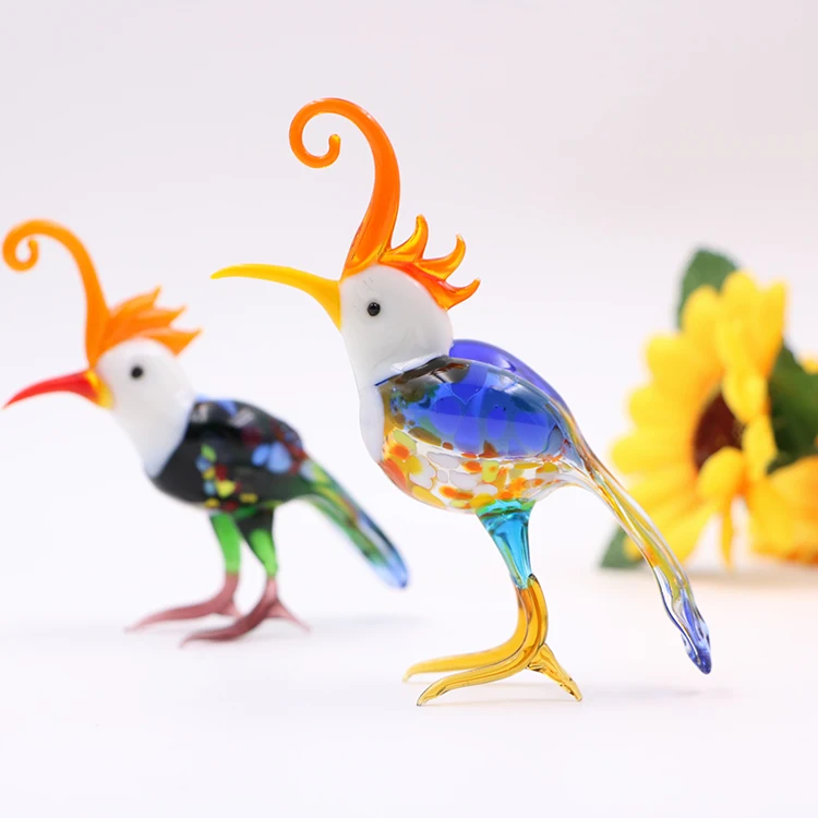 

2019 animal series murano glass colorful bird handicraft figurines