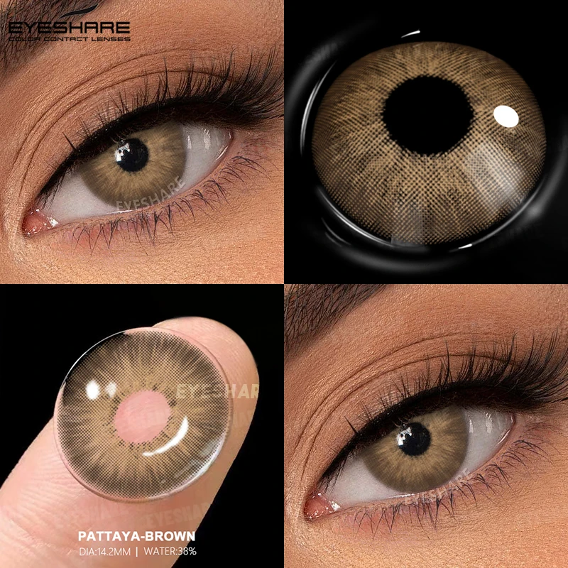 EYESHARE Farbkontaktlinsen für Augen, natürliches Grau, Schönheit, Schüler, Augenlinsen, braune Kontakte, 2 Stück, 1 Jahr, modisch, grün, Pupillentes – Detail 17