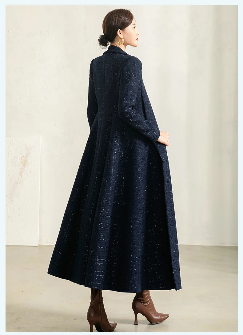 Blue Plaid Wool Coat Image 12