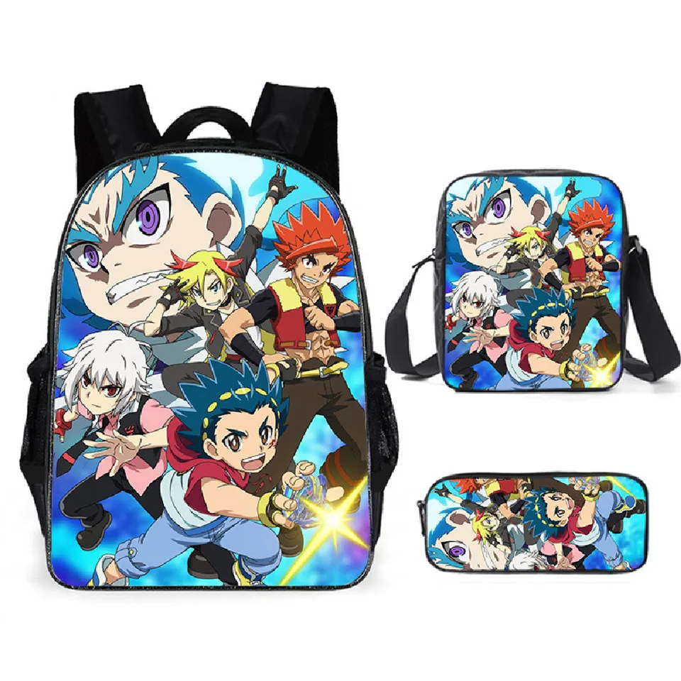 

Anime Beyblade Burst Evolution 3pcs/Set Backpack 3D School Student Bookbag Travel Laptop Daypack Shoulder Bag Pencil Case