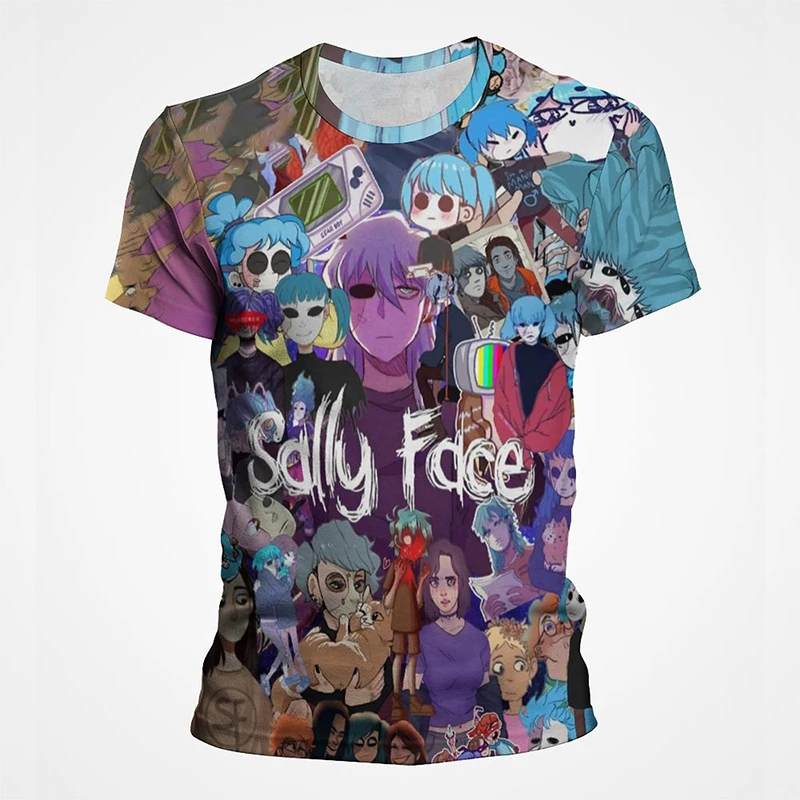 

Sally Face Horror Game 3D Printed T Shirts Goth Y2K Tees New Summer Men Casual Streerwear Women Quick Dry Sport Short Sleeve Tee