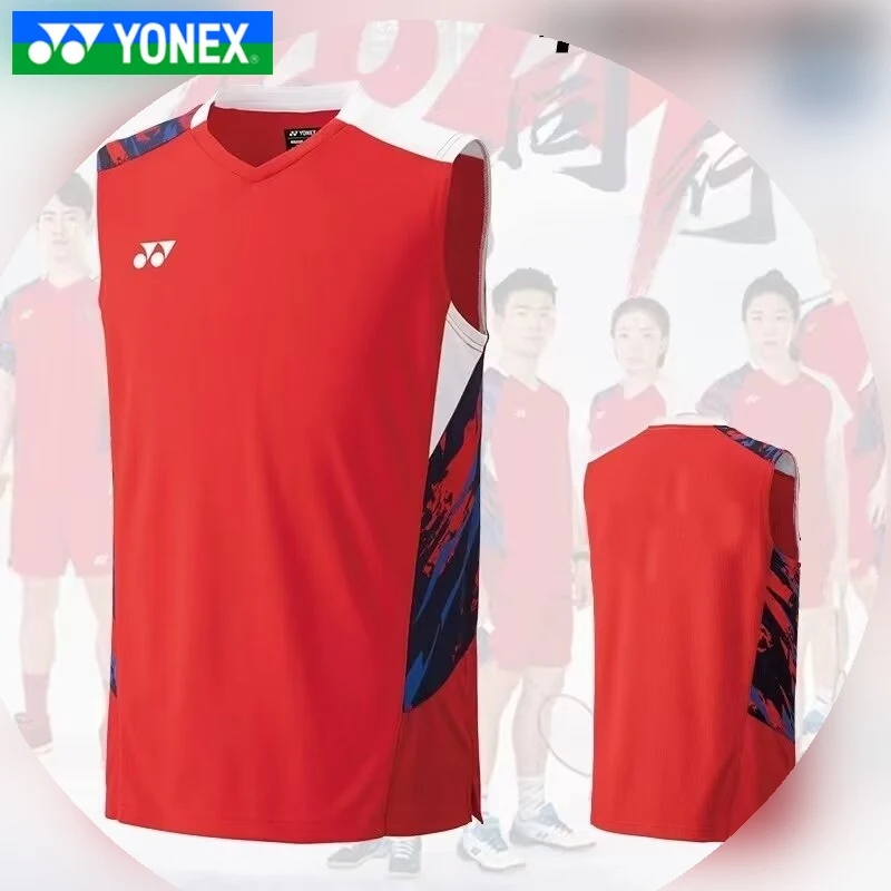 Yonex Men's Badminton Shorts Quick Dry Sleeveless Short Sleeve Game Training Wear Breathable Sweat Absorption T-shirt