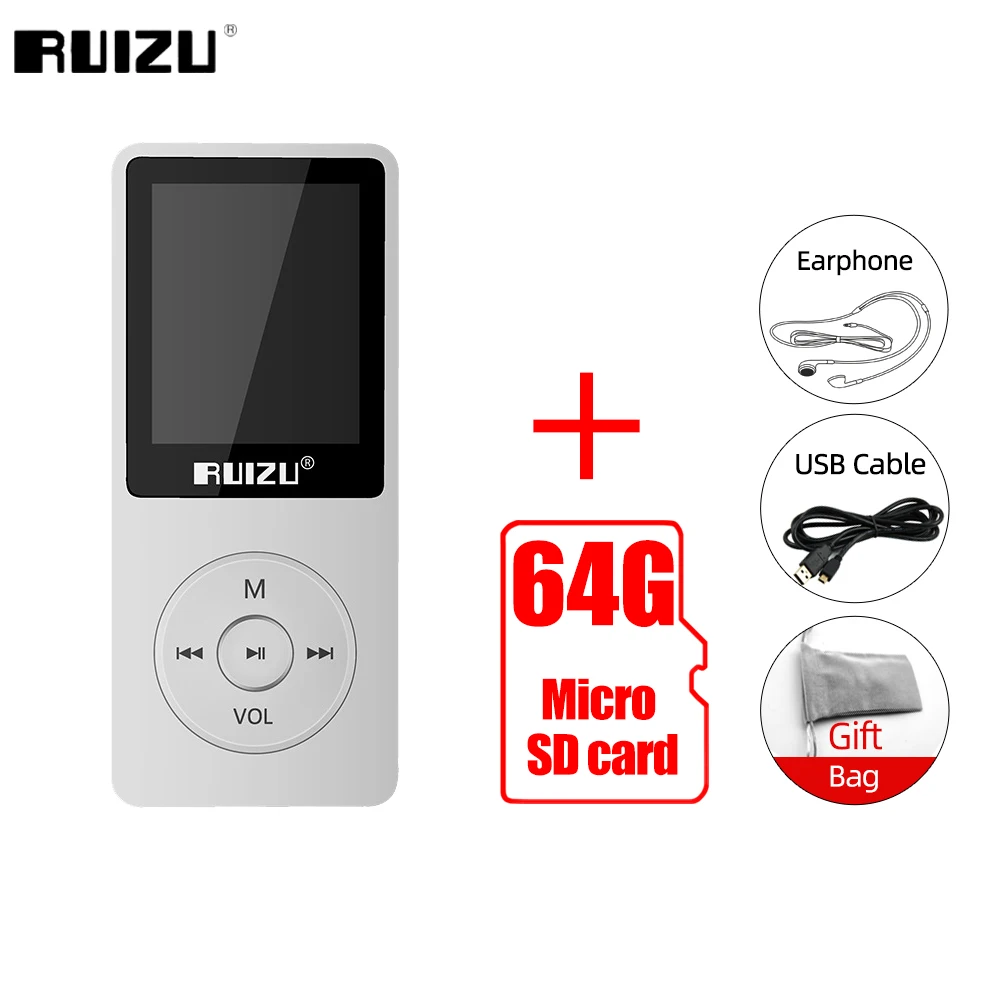 Original RUIZU X02 English Version MP3 Player 4GB 8GB 16GB Music Player With FM Radio Video E-book Portable MP3 Support TF Card 