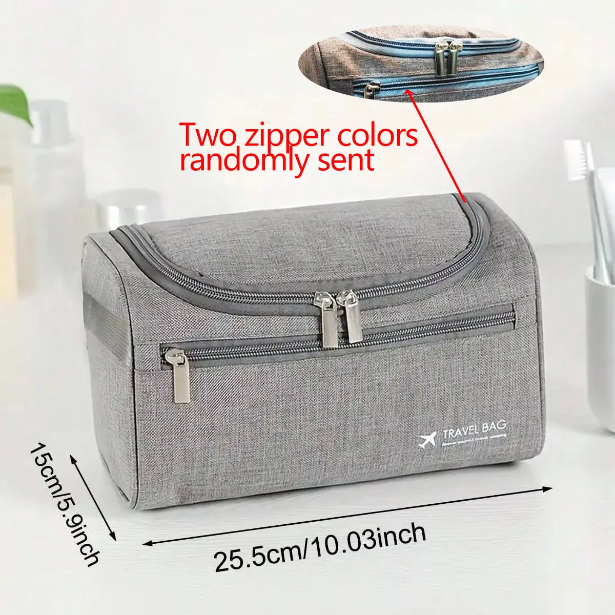 1pc-Outdoor Travel Toilet Bag Cationic Waterproof Zipper Men and Women Waterproof Bag Makeup Bag-zipper Color Random