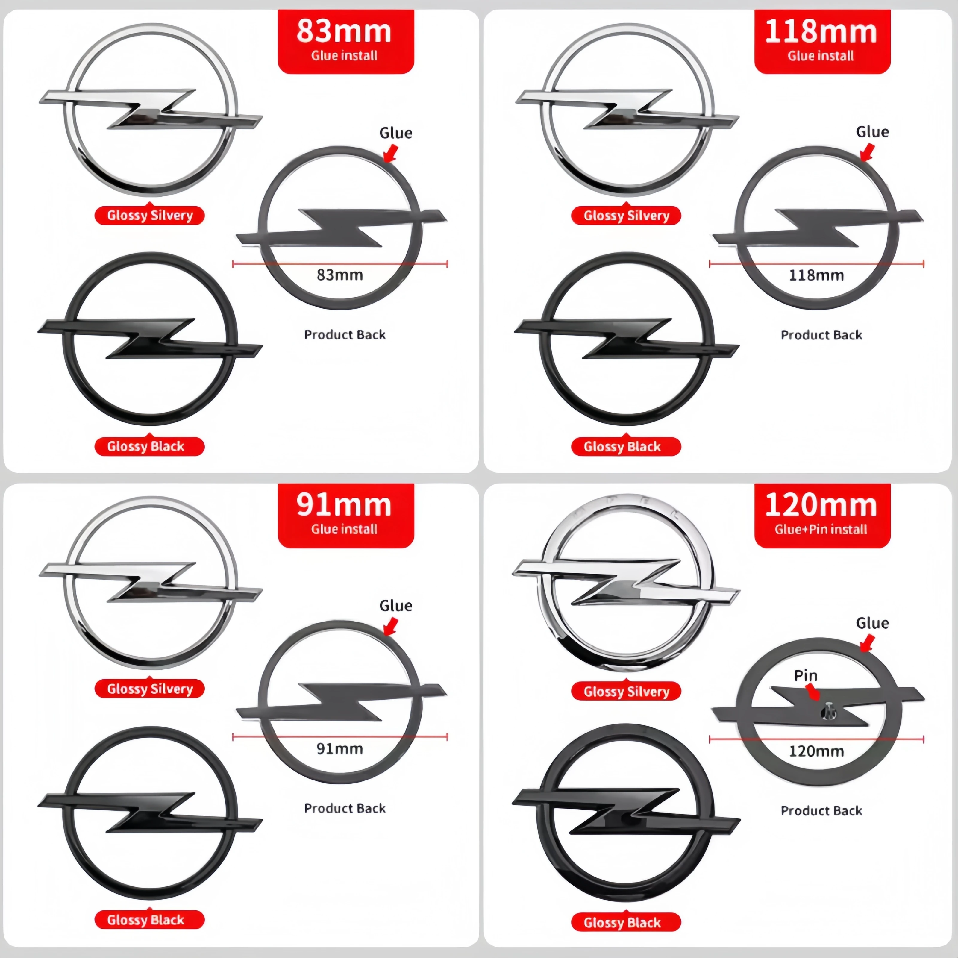 1개 3D ABS 자동차 전면 그릴 후드 보닛 엠블럼 리어 트렁크 범퍼 배지 로고 스티커 (오펠 아스트라 자피라 인시그니아 코르사 용)
