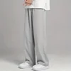 2024 Spring New Solid Color Straight Pants Man Elastic Waist Loose Casual Harajuku Trousers Japanese Style Thin Style Clothes 2