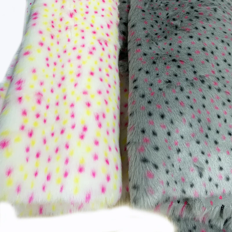 

Leopard Dots Jacquard Faux Fur , High Weight 1500g Furry Fabric, Long Pile Immitation Fur, Coats Costumes,Hat Fabric,