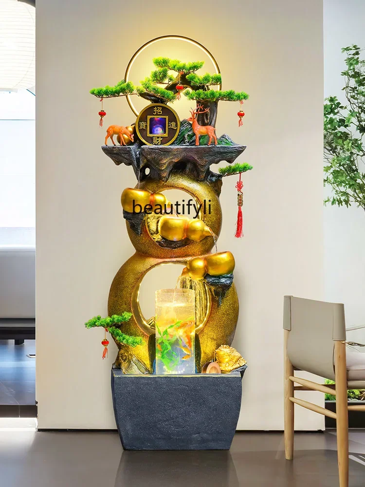 

Circulation Make a Fortune as Endless as Flowing Water Floor Ornaments Fish Tank Living Room Interior Office Decoration Gift