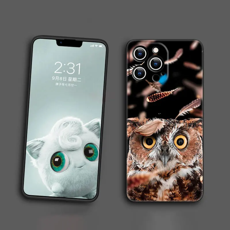 Cute Animal Owl Silicone Phone Case for Iphone 14 13 12 Mini 11 Pro XS Max 7 8 6 6S Plus XR X SE 2020 2022 5 5S Black Cover xr cases