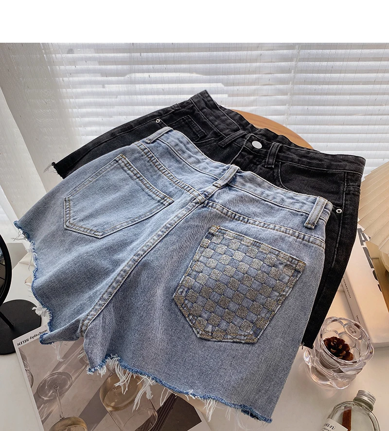 keiki kona shorts Ashgaily 2022 New High Waist female Fashion Casual Summer Cool Women Denim Shorts Wide Leg Hollow Out Plus Size Jean Shorts leather shorts