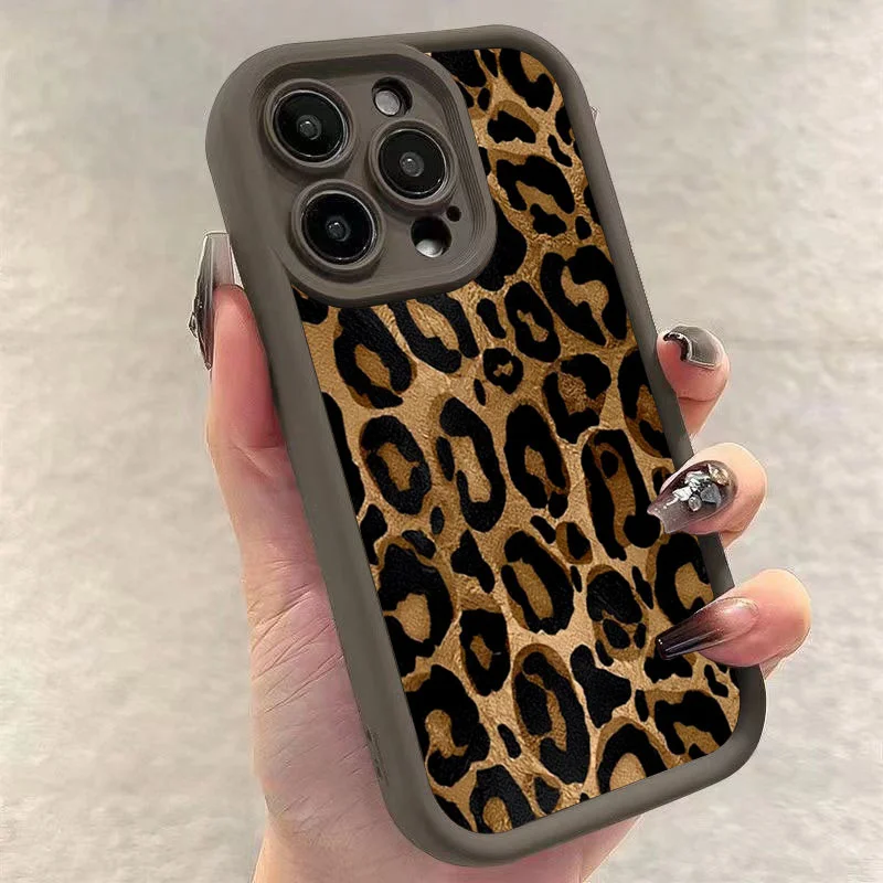 Black Leopard Print Retro Phone Case - Soft Silicone TPU Back Cover