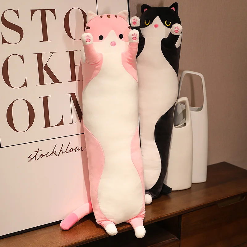 Kawaii Cat Plush Hold Pillow Cute Animal Cat Soft Toys Office Break Nap Sleeping Long Pillow Cushion Stuffed Gift Doll for Kids 4