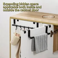 Porte-serviettes sur porte en acier inoxydable, organisateur de rangement, salle de bains, armoire de cuisine, porte-serviettes suspendue 5