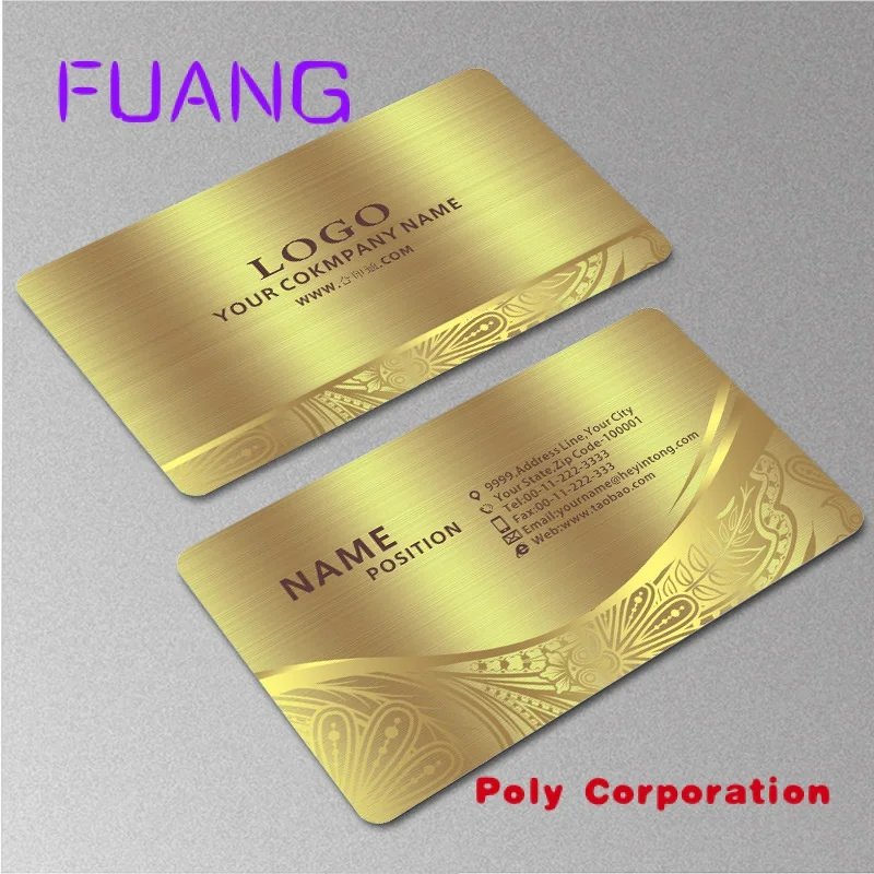 Custom  Custom logo credit card luxury business card with gold sliver embossed number printed PVC gift plastic business card