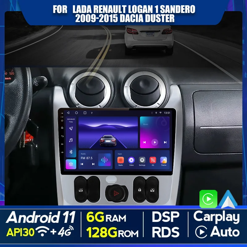 

2 din Android Auto Radio for Renault Logan 1 Sandero 2009-2015 Dacia Duster Carplay 4G Car Multimedia GPS autoradio