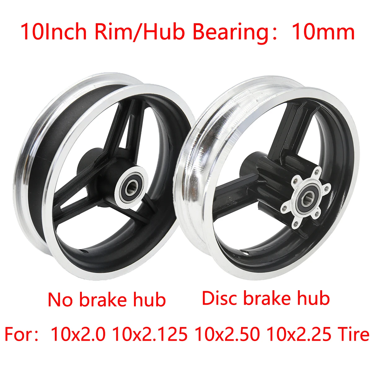 

10 Inch Wheel Rim Electric Scooter 10 Inch Aluminum Alloy Wheel Hub for 10x2 10x2.125 10x2.50 10x2.25 Tires Wheels Rims