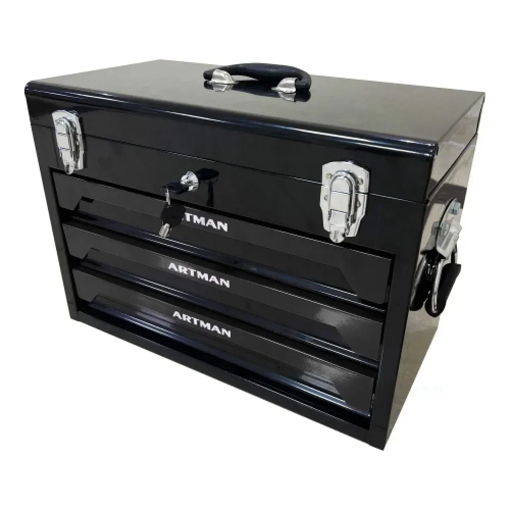 Mechanics Tool Set, Steel 3-Drawer Toolbox with Comprehensive Tool Set, Portable Repair Hand Tool Kit Set, Black Tools Cabinet 3