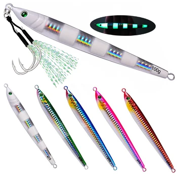 1pcs Slower Long Metal Jig Fishing Lure With Hook Slow Cast Jigging Spoon  60G 80G 100G Artificial Shore Metal Bait Sea Tackle 1