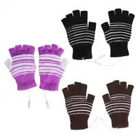 1 Pair 5V USB Winter Warm Heating Gloves Men Women Heated Half Finger Mittens Keep Warm 1