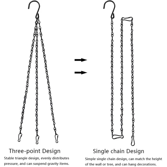 1Pc 40 Cm -Es Kerti Kosár Függő Fémláncok Virág Ültetvényes Edény Tartó 3/4 Pont Növényi Fogas Otthoni Szerszámok - Image 3