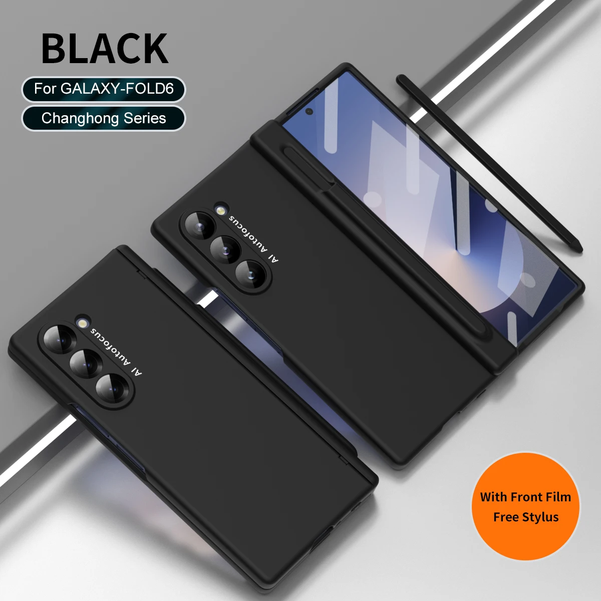 Macaron-stil frostat hårt PC-skal för Samsung Galaxy Z Fold 6 5 4 3 2 med glasskärmskydd med pekpenna_voghion.com