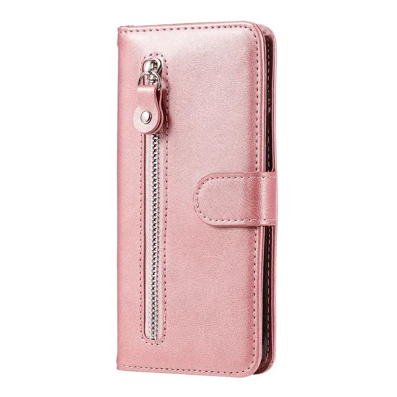 Luxury Flip Magnetic Leather Wallet Case with Zipper Card Slot
