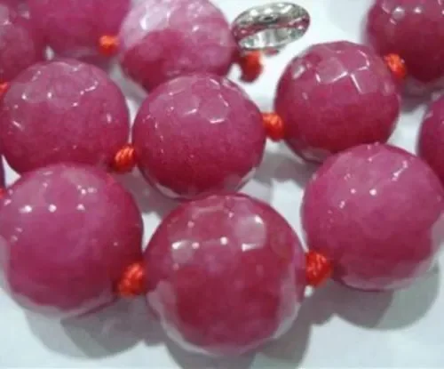 

Natural 10mm Faceted Ruby Round beads Necklace 18"AAA+