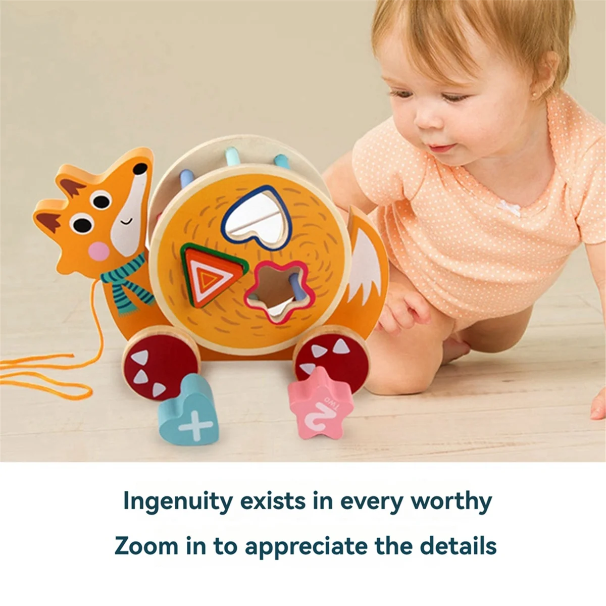 BAAU Snail-Dragging Toy, Award-Winning Wooden Children'S Toy with Shape Classifier and Drawstring.