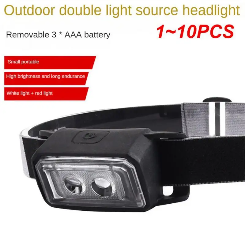 

1~10PCS Led Headlamp Abssilicone Small Body With High Energy Multiple Integrated Chips Portable Headlights And Long Service Life
