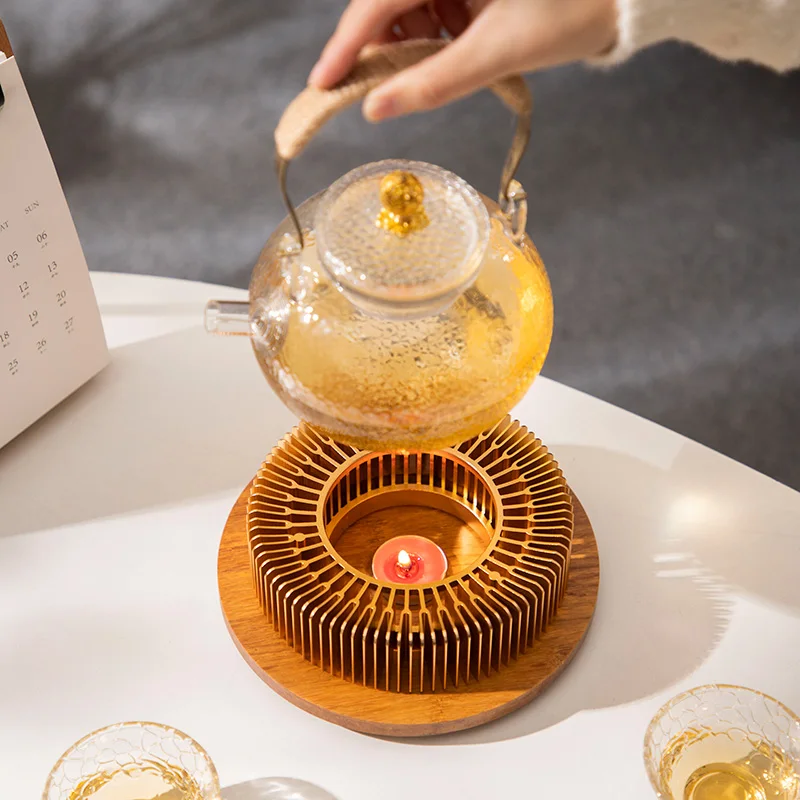 Lipfer Chauffe-théière, Chauffe-thé En Aluminium Anodisé, Bougeoir Chauffe-Plat, Base Chauffante Pour Théière, Café, Thé, Lait, Nourriture, Cadeau