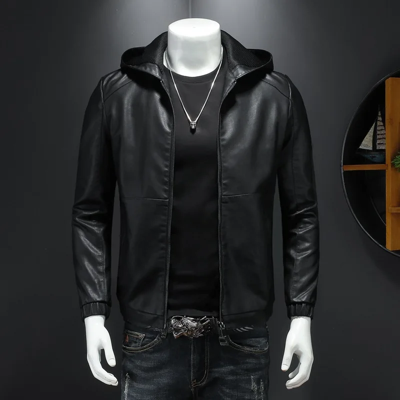 

Autumn/Winter Leather Jacket Men's slim Pu Leather jacket Fashion motorcycle casual coat men's motorcycle leather jacket